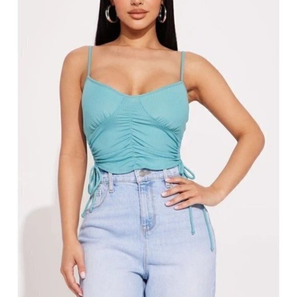 Hearts &‎ Hips Ruched Cropped Cami Blue Size M RefFNB